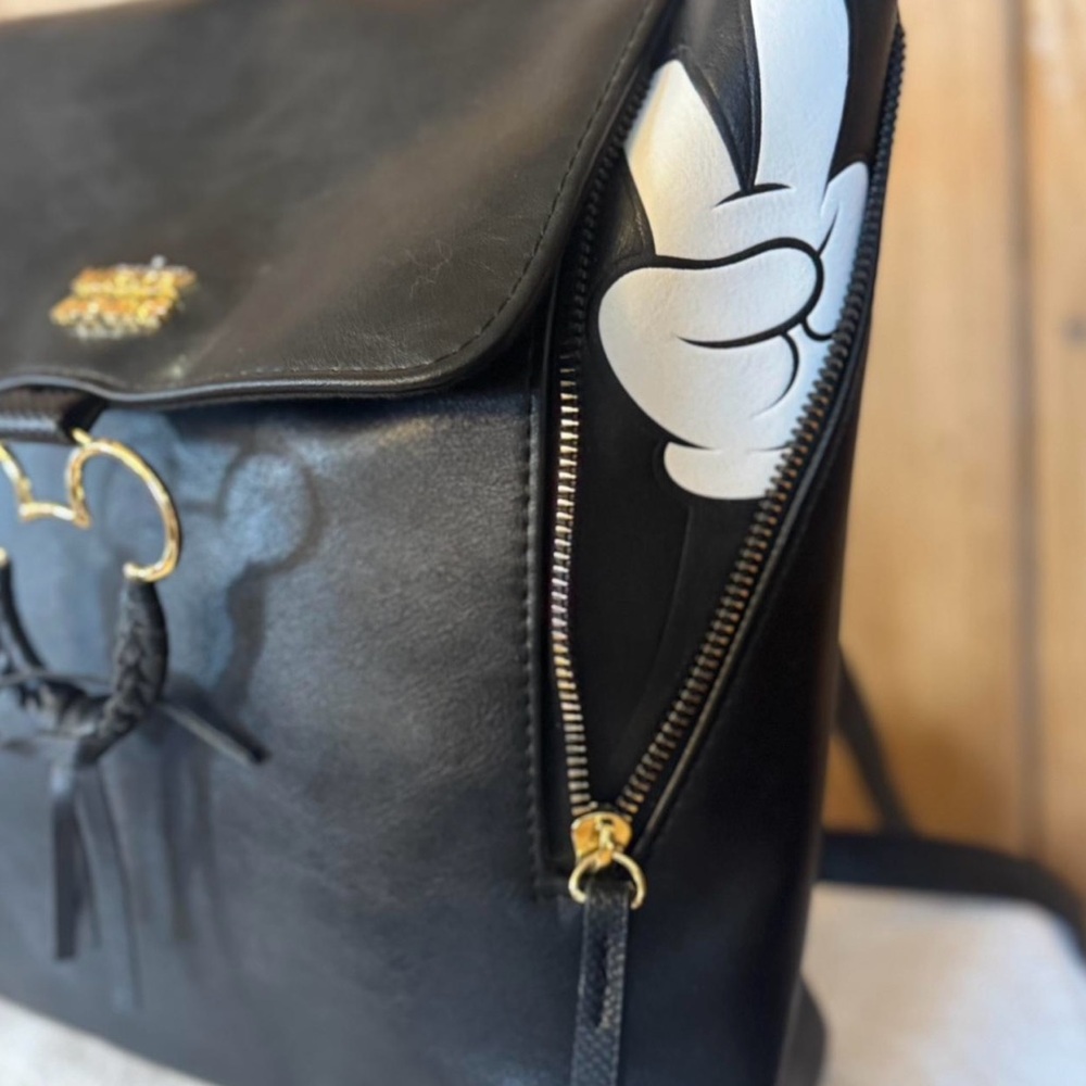 Disney Bioworld Mickey Mouse Black Mini Backpack Purse Faux Leather - Picture 5 of 7